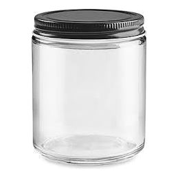 Glass Jar With Black Lid - 8 Ounce (Case Of 24)
