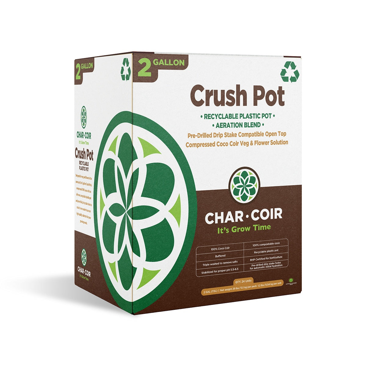 Char Coir Crush Pot - 2 Gallon (Pallet Of 1,728)