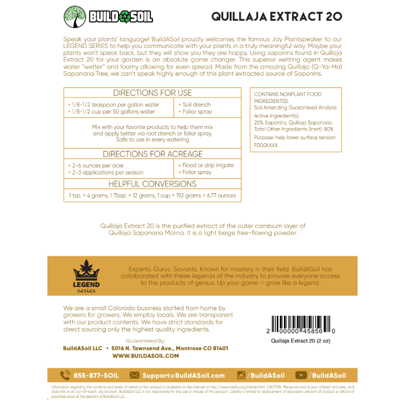 BuildASoil Quillaja Saponaria Extract Powder 20