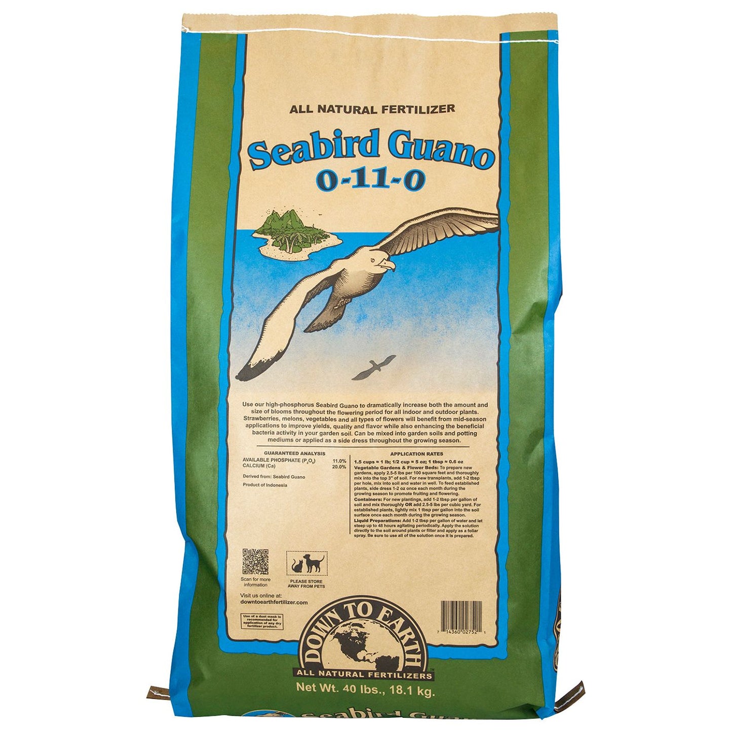 Down To Earth High Phosphorus Seabird Guano - 40 lb