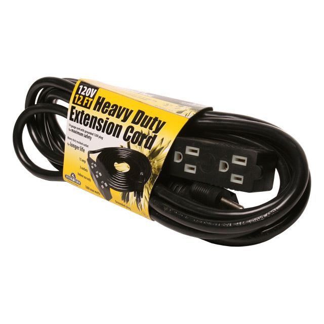 Heavy Duty 3 Outlet Power Strip / Extension Cord 120V 12'