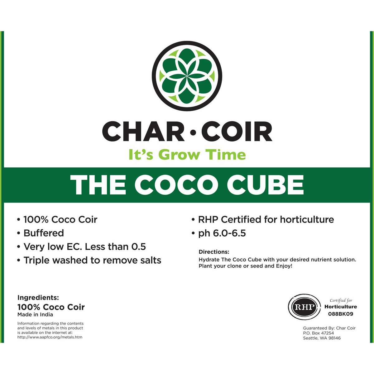 Char Coir 1 Gallon Coco Cube
