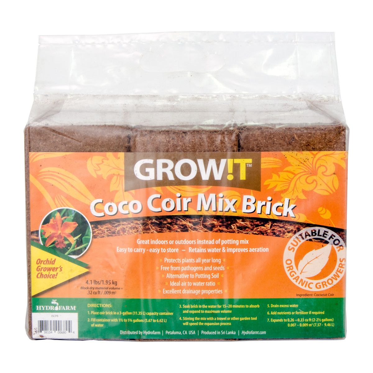 GROW!T Coco Coir Mix Brick Pack of 3