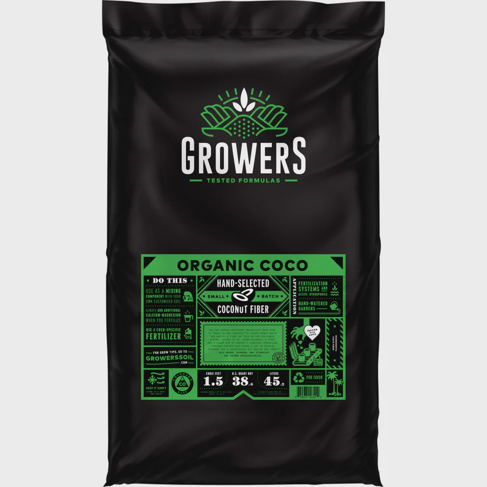 Growers 100% Organic Coco Fiber (Coco Coir) - 1.8 Cu. Ft. (Pallet of 65)