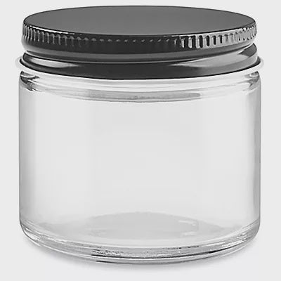 Glass Jar With Black Lid - 2 Ounce (Case Of 24)
