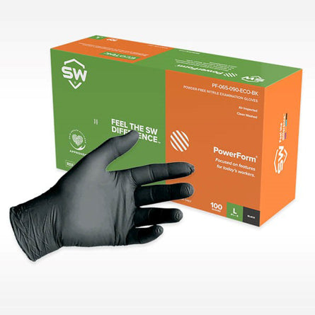 SW PowerForm Black Nitrile Glove & Box