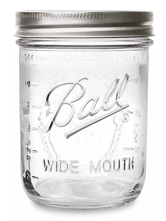 16oz Glass Wide Mouth Ball Jar W/ Lid