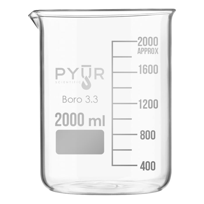 2000ml Glass Beaker Low Form W/ Spout & Graduations