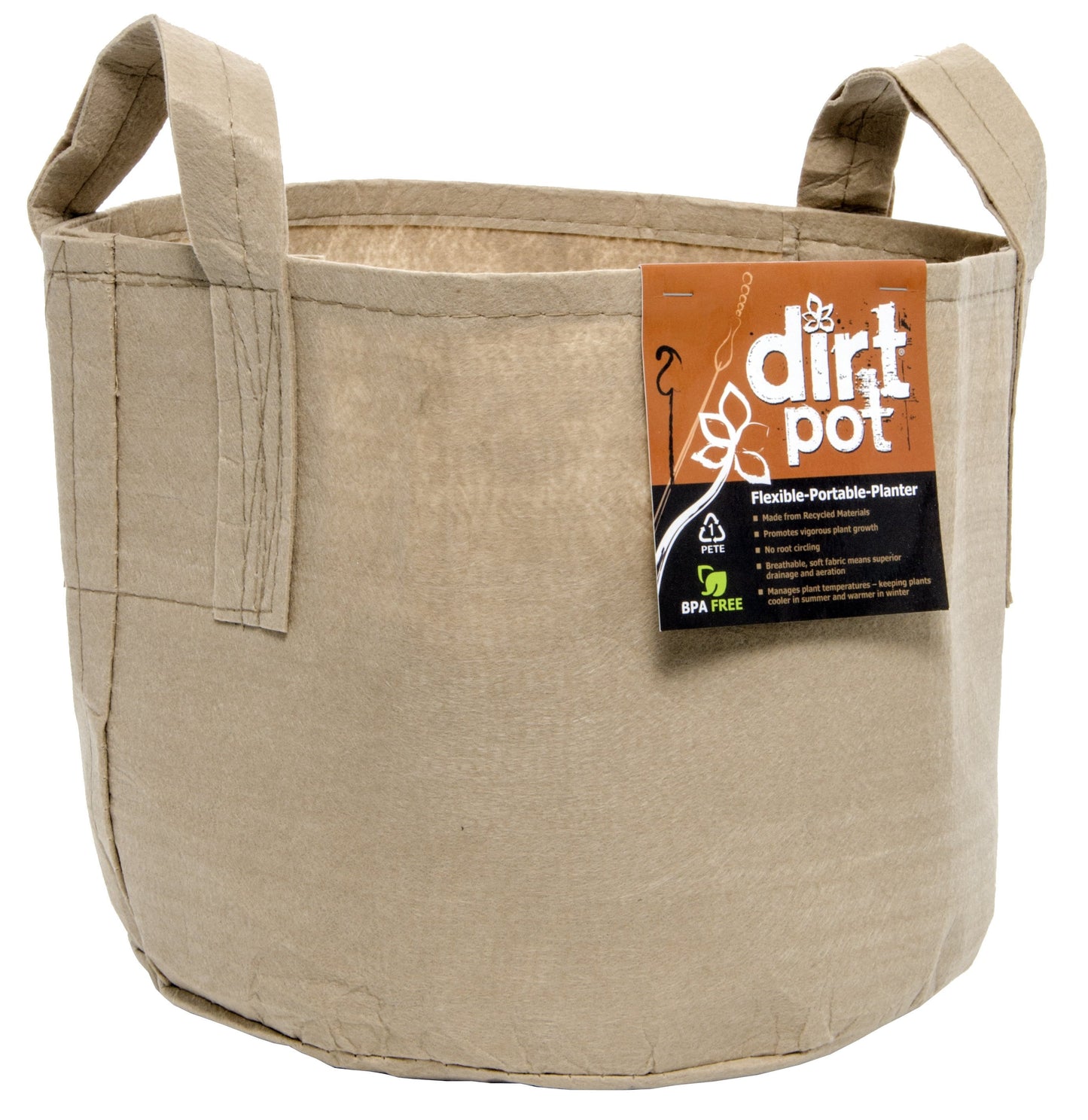 Dirt Pot Flexible Tan Portable Planter w/ Handles (10 Gallon)