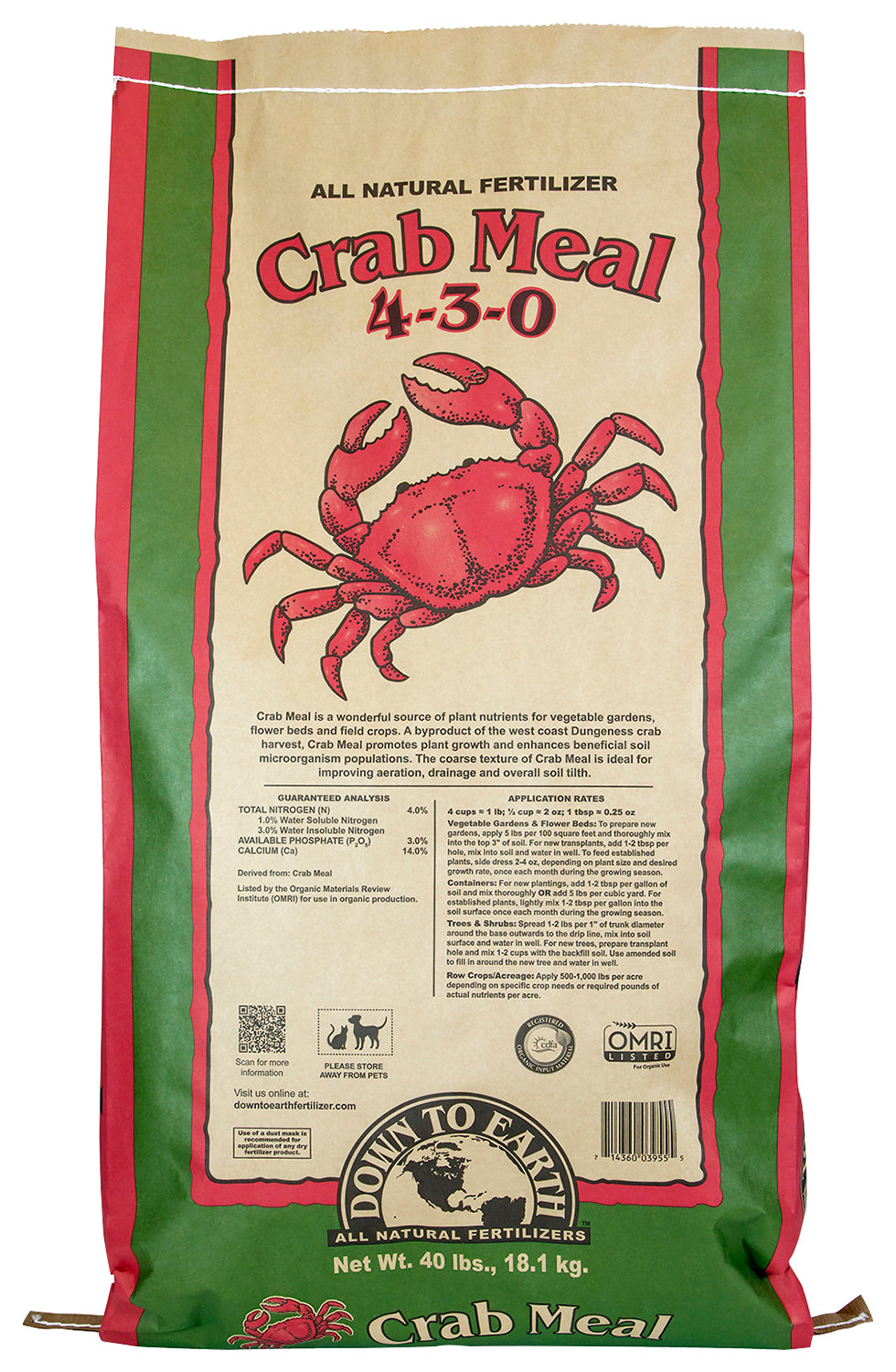 Down To Earth Crab Meal - 40 lb