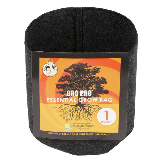 Gro Pro Essential Round Fabric Pot - Black 1 Gallon (