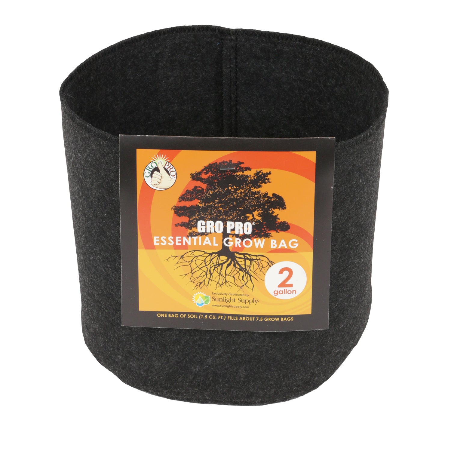 Gro Pro Essential Round Fabric Pot - Black 2 Gallon (