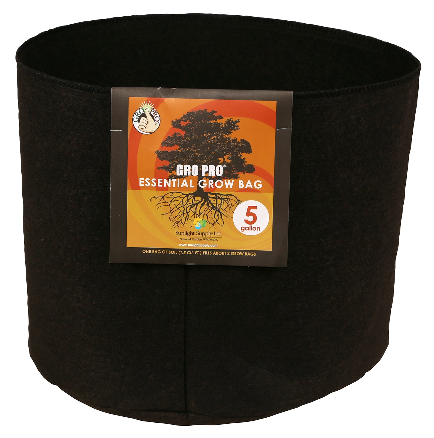 Gro Pro Essential Round Fabric Pot - Black 5 Gallon 