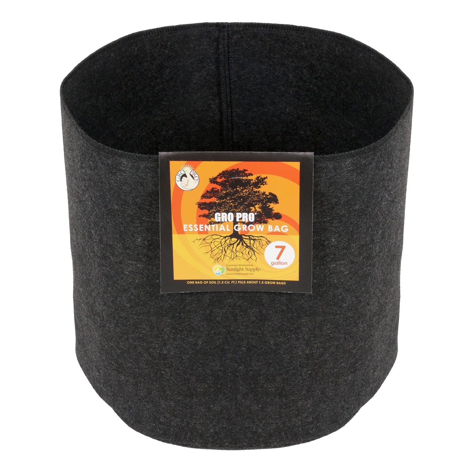Gro Pro Essential Round Fabric Pot - Black 7 Gallon 