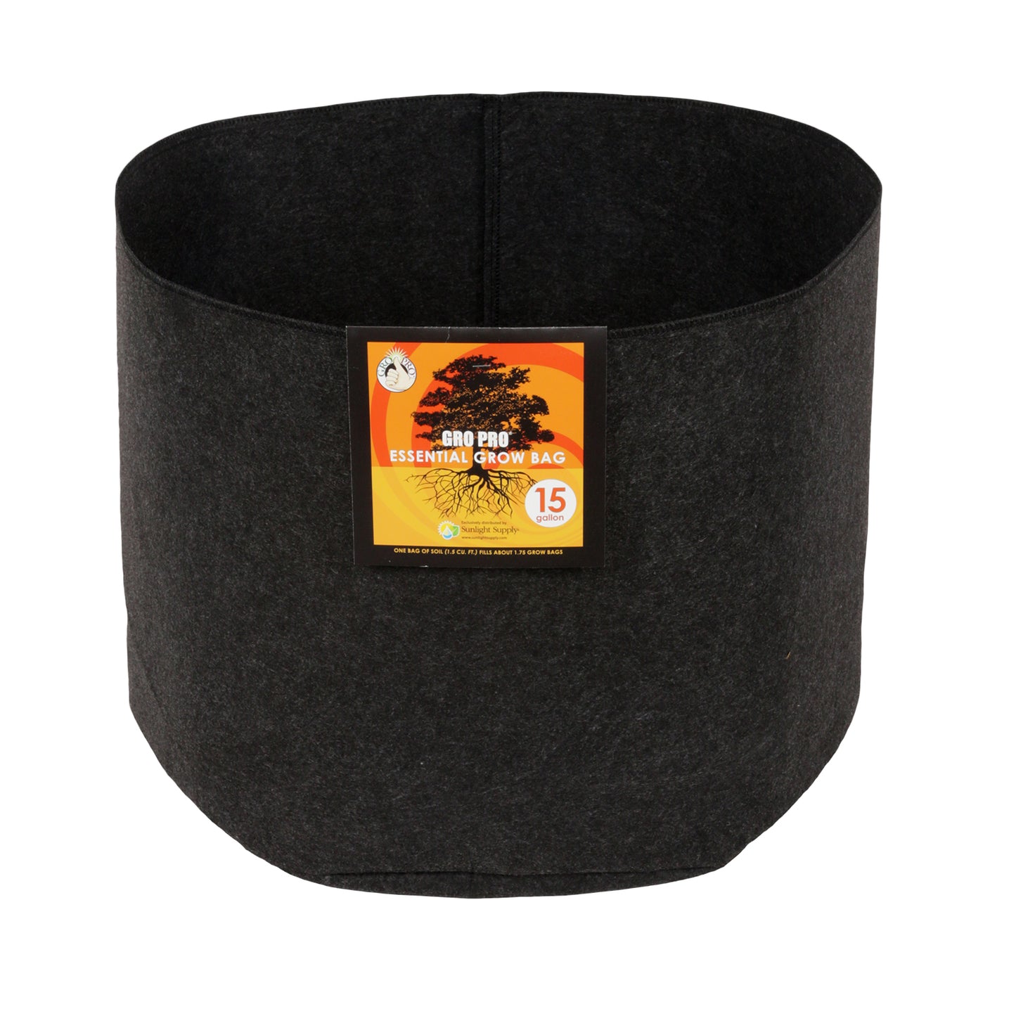 Gro Pro Essential Round Fabric Pot - Black 15 Gallon 