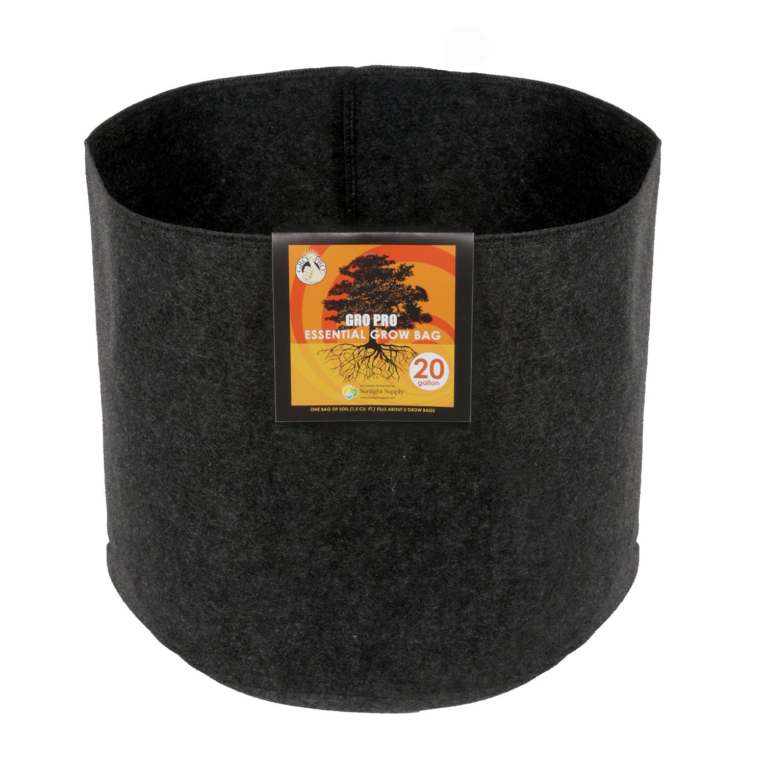 Gro Pro Essential Round Fabric Pot - Black 20 Gallon 
