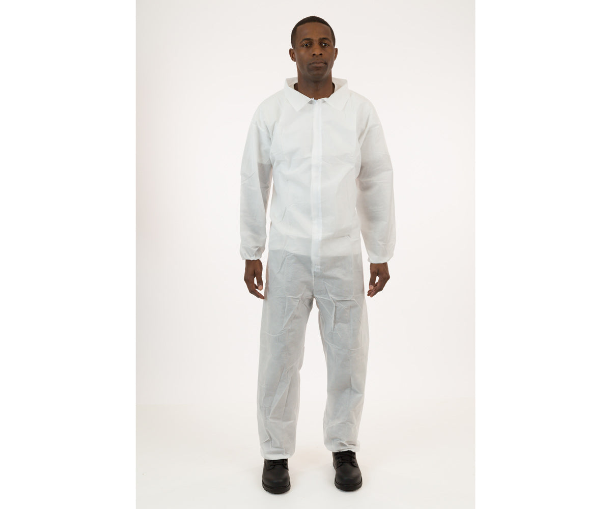 International Enviroguard White Large SMS Coverall with Elastic Wrist & Ankle