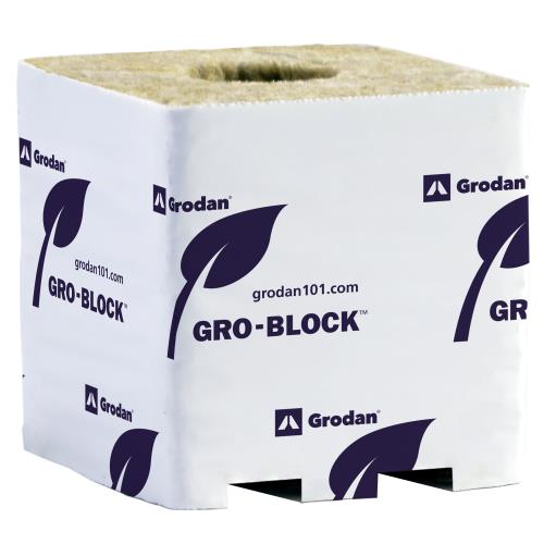Grodan Pro Improved 4 Block, 3Inches x 3Inches x 2.5Inches with hole, on strip, case of 384, Commercial