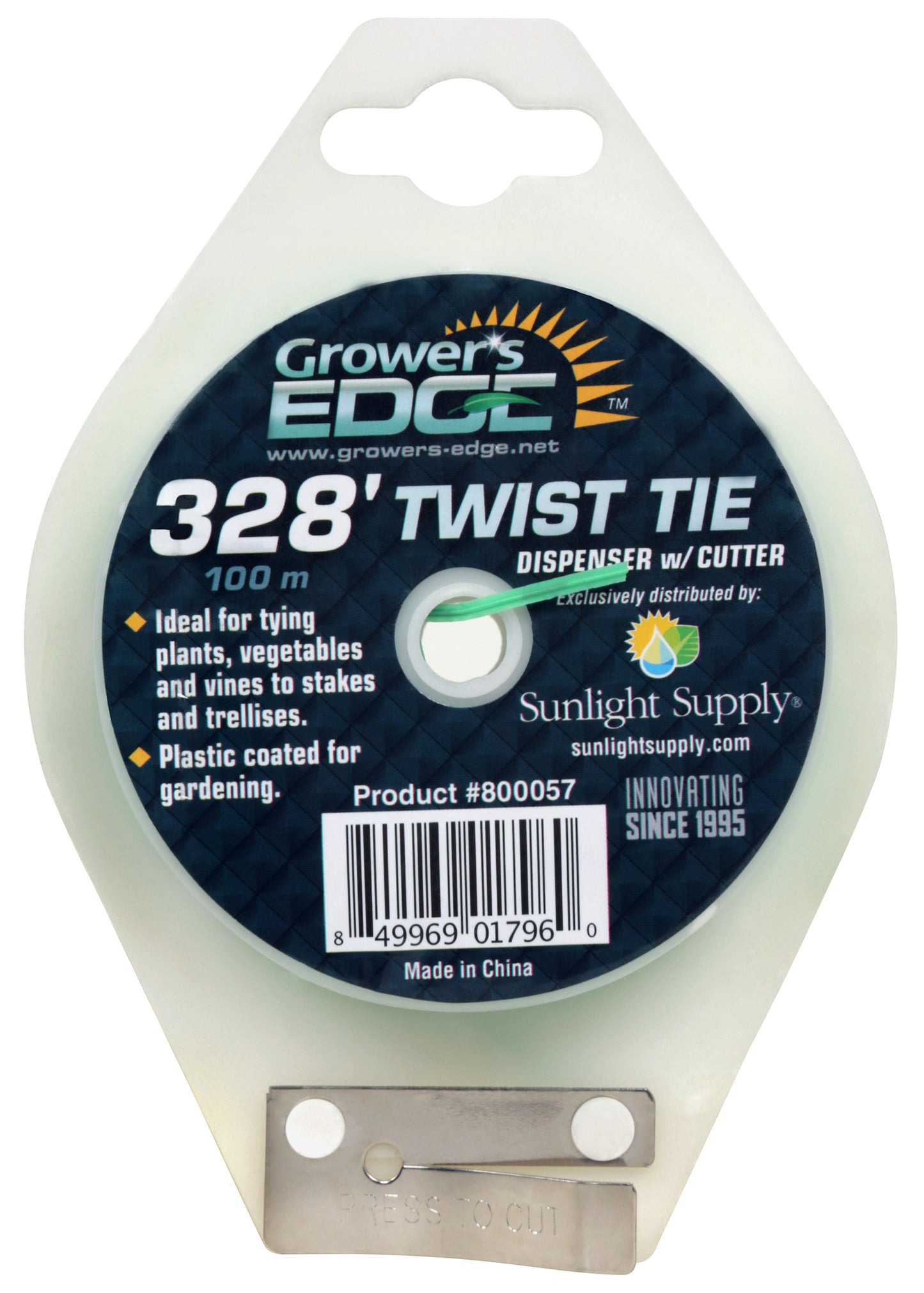 Grower's Edge® Green Twist Tie Dispenser with Cutter