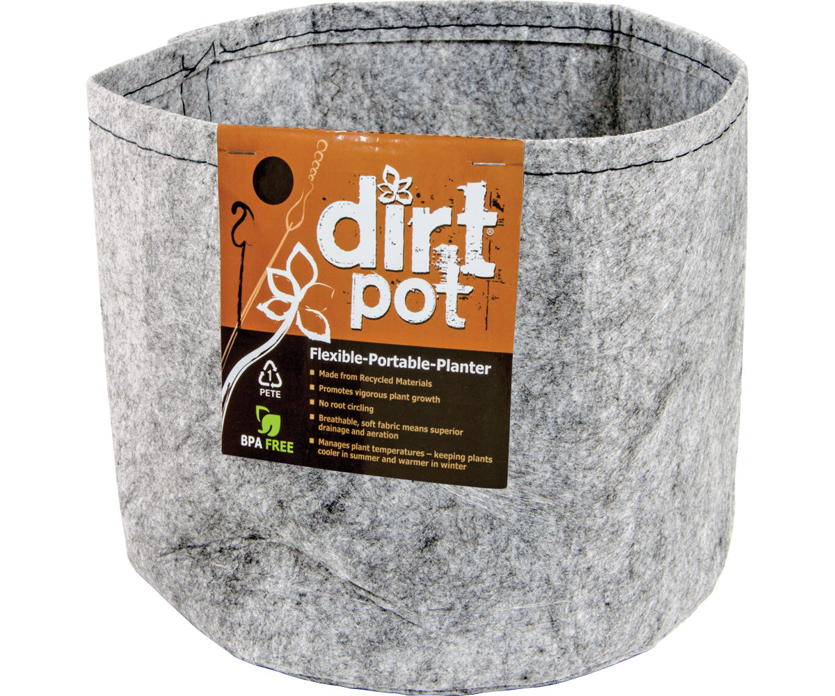 Dirt Pot Flexible Portable Planter Grey No Handles 10 Gallon