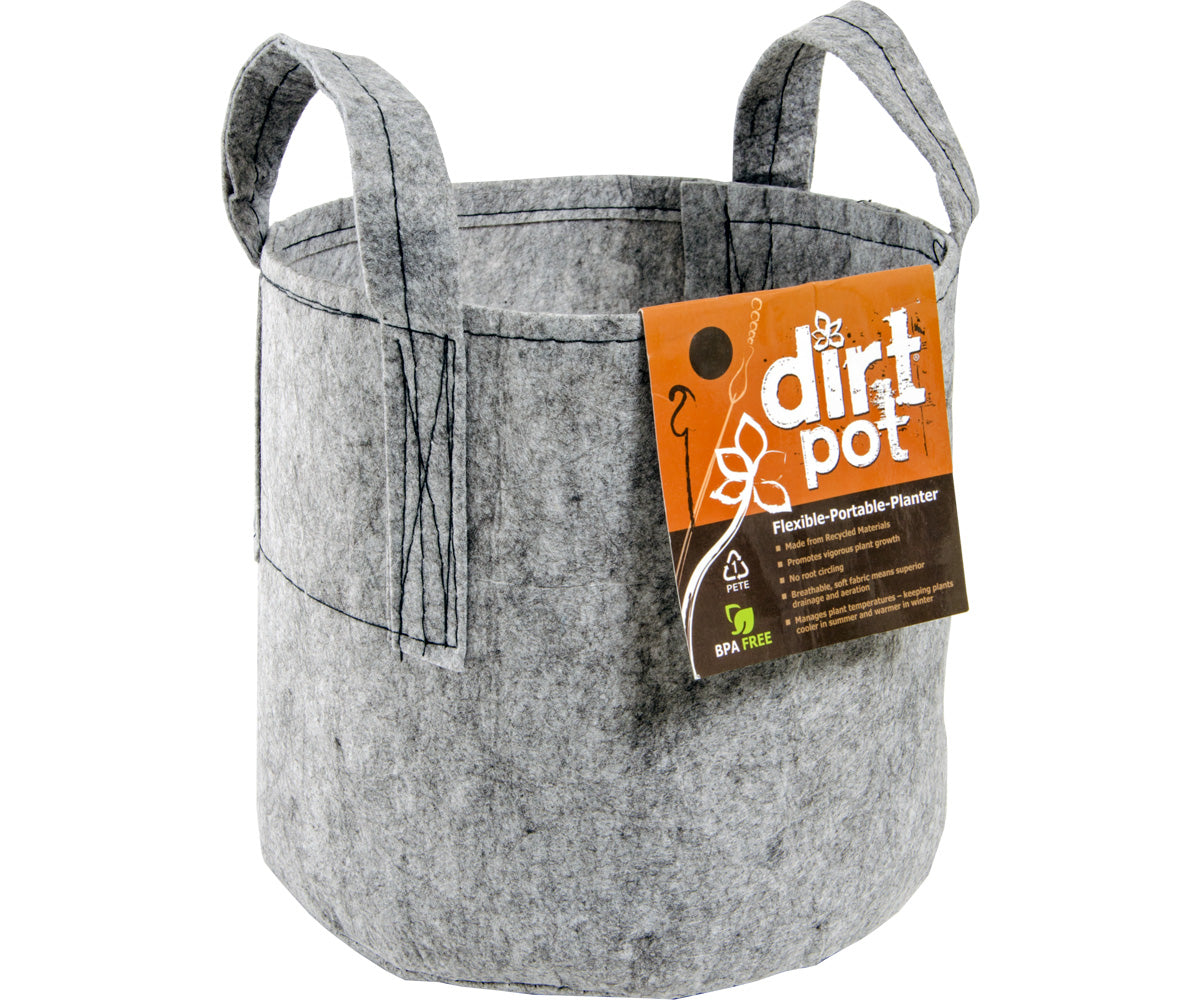 Dirt Pot Flexible Portable Planter Grey With Handles 10 Gallon