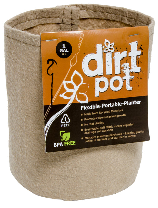 Dirt Pot Flexible Portable Planter Tan No Handles 1 Gallon