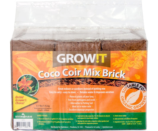GROW!T Coco Coir Mix Brick Pack of 3